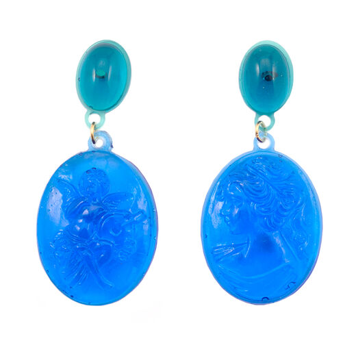 Blue resin jewel stud earrings by Corsi Design Factory