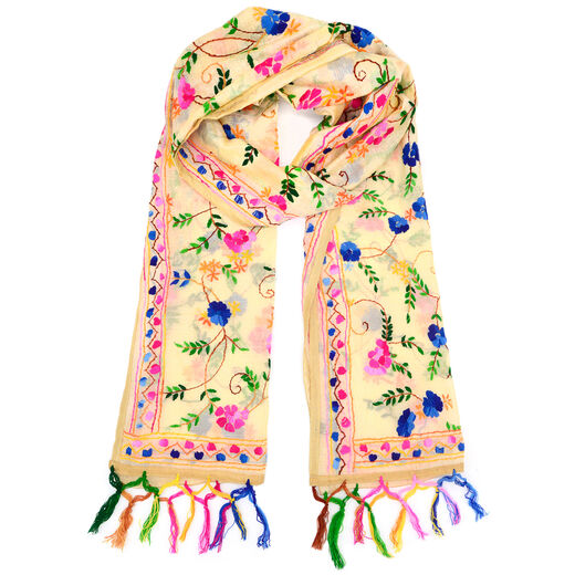 Fringed floral stole