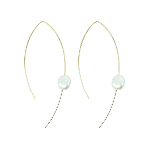 Open hoop pearl hook earrings by Mounir