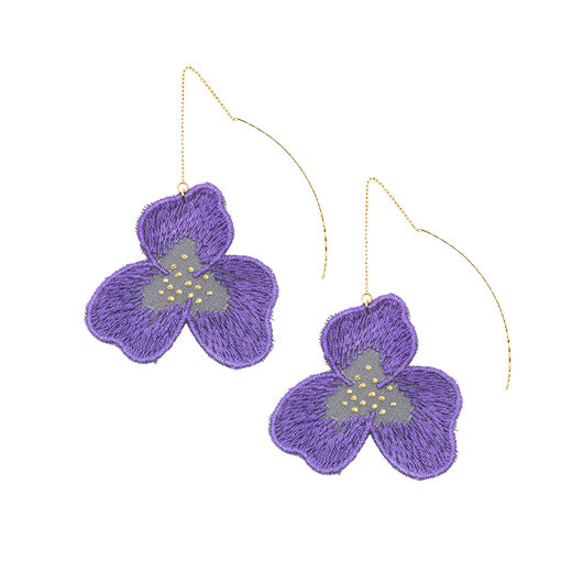 Purple flower hook earrings