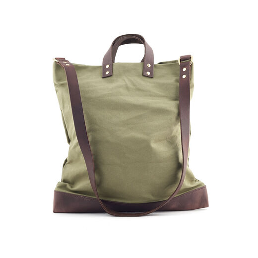 NatThakur green canvas and leather bag
