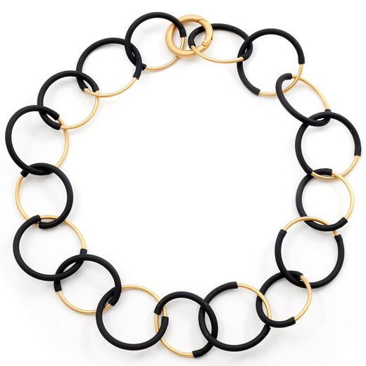 PVC and brass rings necklace by Materia Design