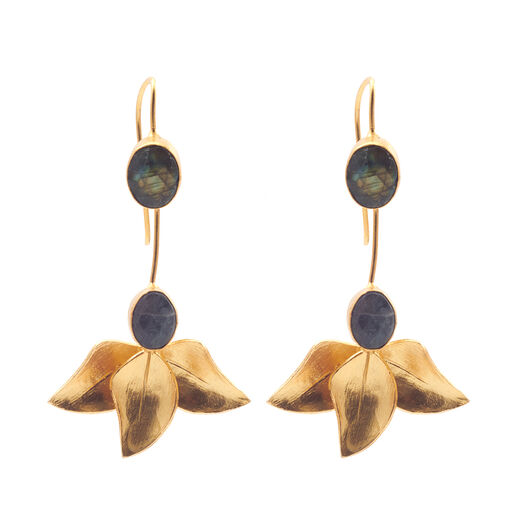 Labradorite flower hook earrings by Mine of Design