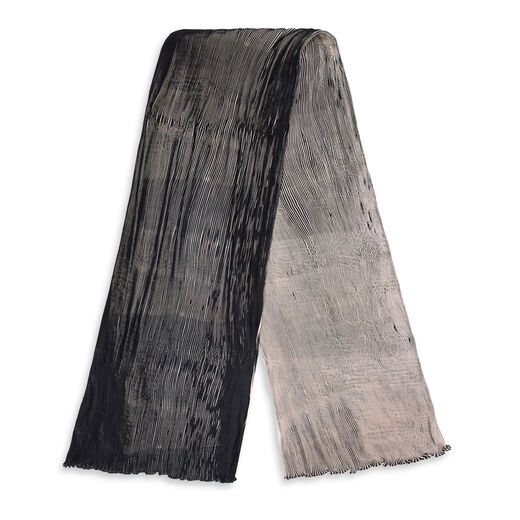 Black shibori crinkle silk scarf