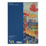 Back cover of a notebook featuring an image of the Japanese Kangen-sai floating festival and blue background.