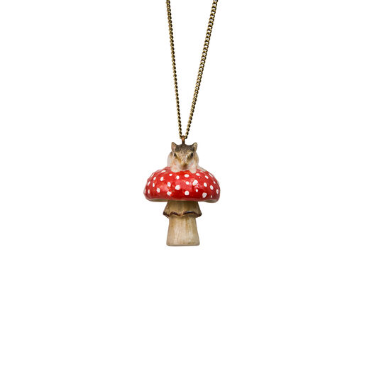 Mouse on a mushroom necklace by And Mary