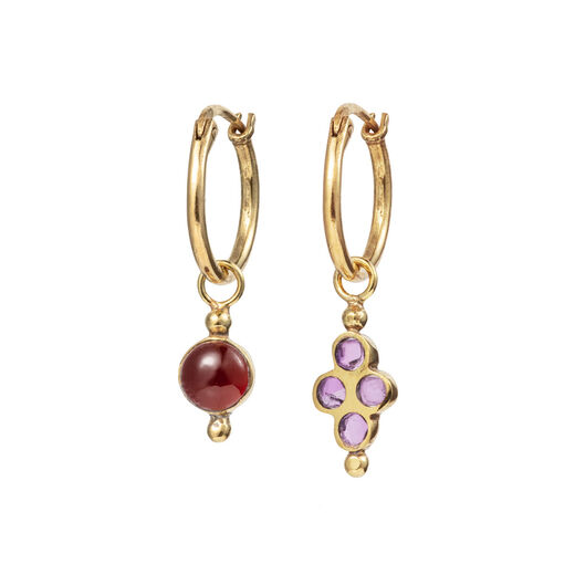 Amethyst and red agate earrings by Turquoise Mountain