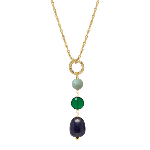 Amazonite, green onyx and quartz Gita pendant necklace by Mirabelle