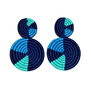 Blue double pattern stud earrings by Inzuki