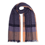Navy and peach wool scarf