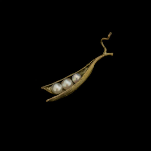 Three pearl pea pod brooch by Michael Michaud