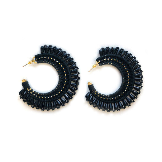 Black beaded stud earrings