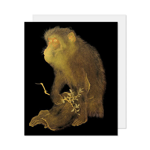 Monkey lacquerware tray greeting card