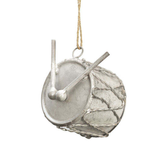 Fun silver decoration of tambourine and sticks