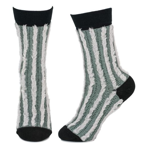 Black & white fluffy ribbed socks
