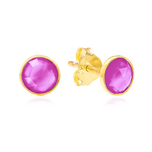 Violet pink round stud earrings by Auren