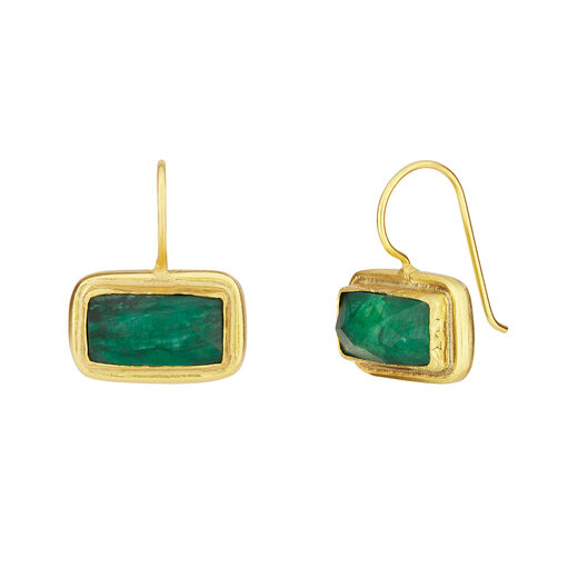 Emerald rectangle hook earrings by Ottoman Hands
