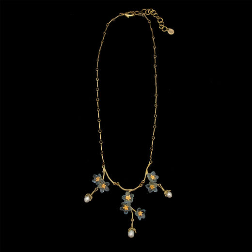 Forget-me-not pearl statement necklace by Michael Michaud