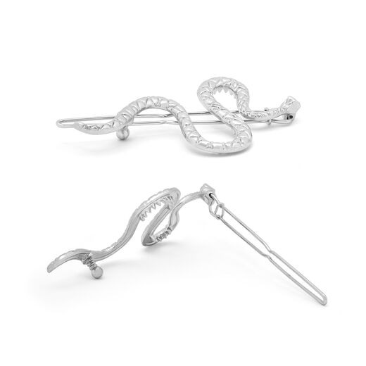 Silver snake hair grip set of 2