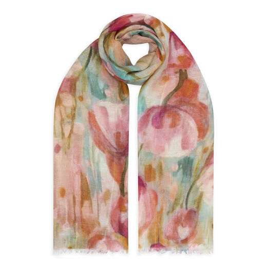 Painterly peony scarf