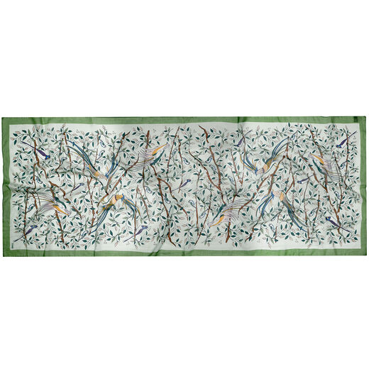 Green Birds and Flowers Print Scarf by Drake’s