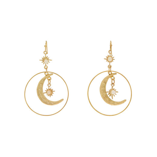 Moon and star hook earrings