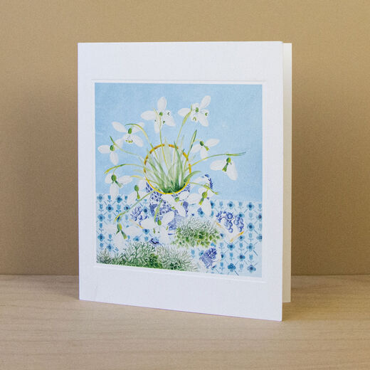 Snowdrop and lichen greeting card