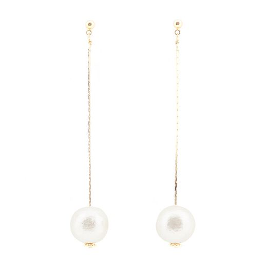 Single cotton pearl stud earrings by Anq