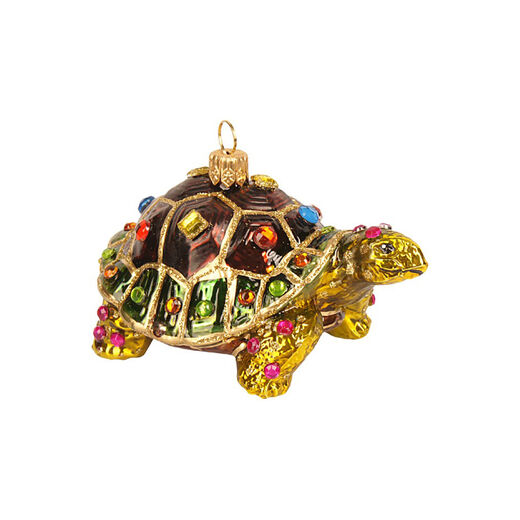 Blown glass hand painted tortoise decoration 