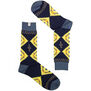 Navy and yellow pyramid socks
