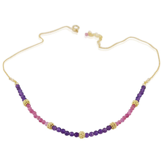 Pink tourmaline and amethyst necklace by Mounir