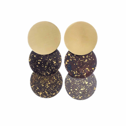 Black speck circles stud earrings by Sibilia