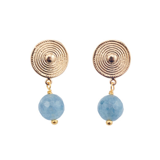 Round disc kyanite stud earrings by Mirabelle