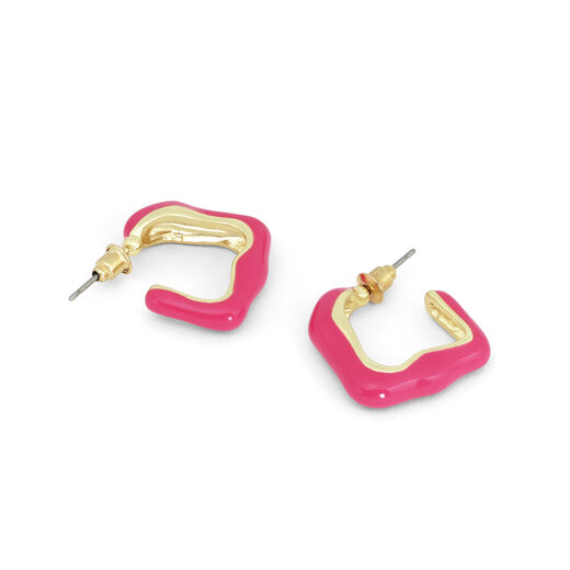 Neon pink enamel earrings
