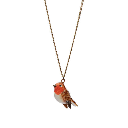 Tiny robin necklace by And Mary
