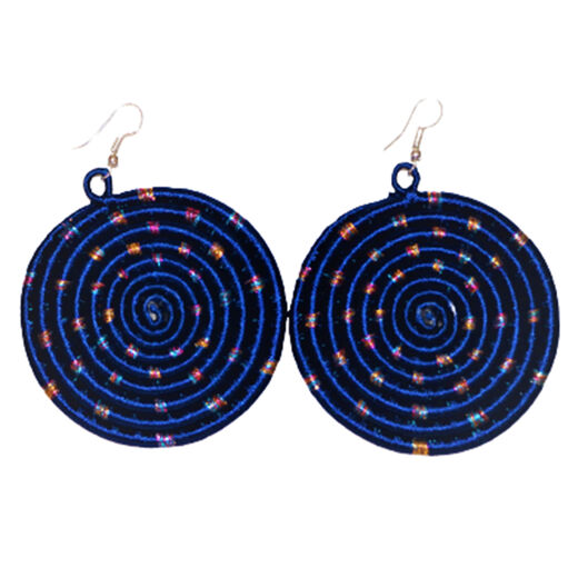 Blue circle star hook earrings by Inzuki
