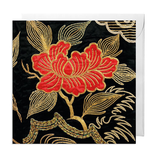 Kimono peony greeting card