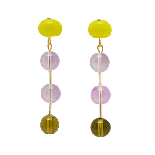 Lilac + moss beaded drop earrings by Hattie Buzzard
