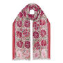 Coral and red block print cotton scarf