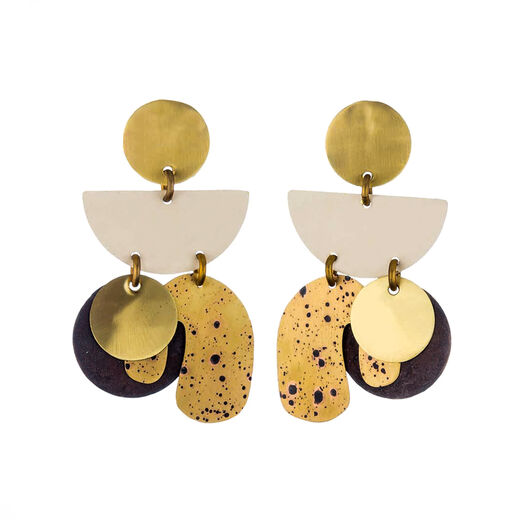 Mobile black and golden speck stud earrings by Sibilia
