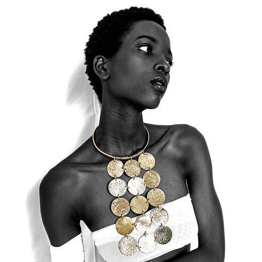 Circle drop collar necklace by Adele Dejak