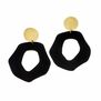 Flat black disc stud earrings by Sibilia