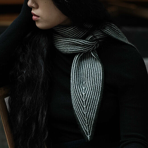 Mini green stripe cashmere scarf by Oats and Rice