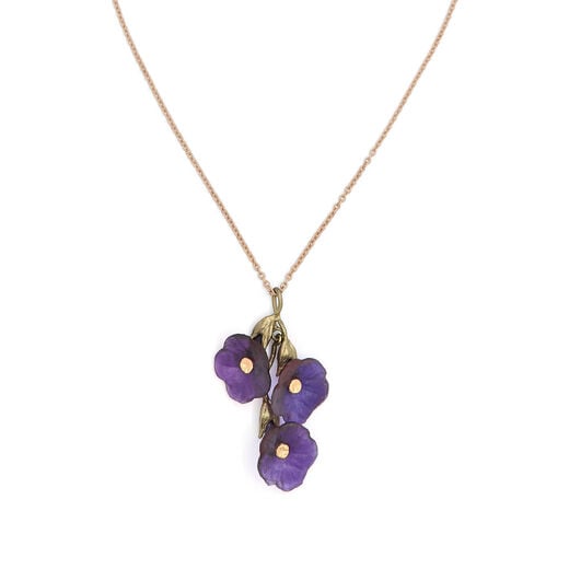 Purple petunia pendant necklace by Michael Michaud