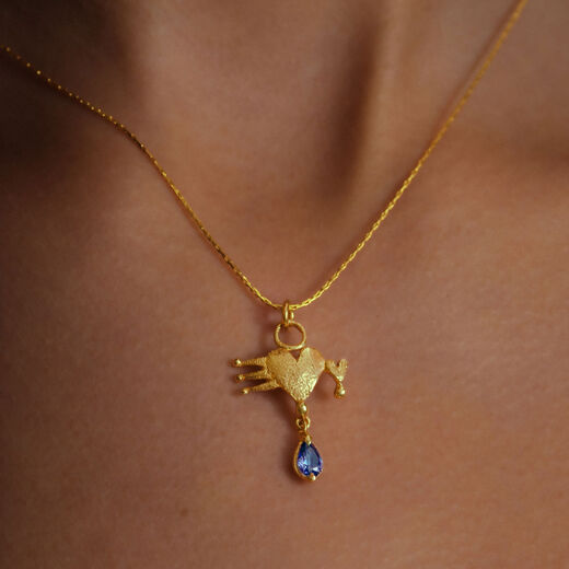 Blue cubic zirconia heart necklace by Ruby Jack