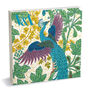 A notecard pack featuring a colourful illustration of a peacock.