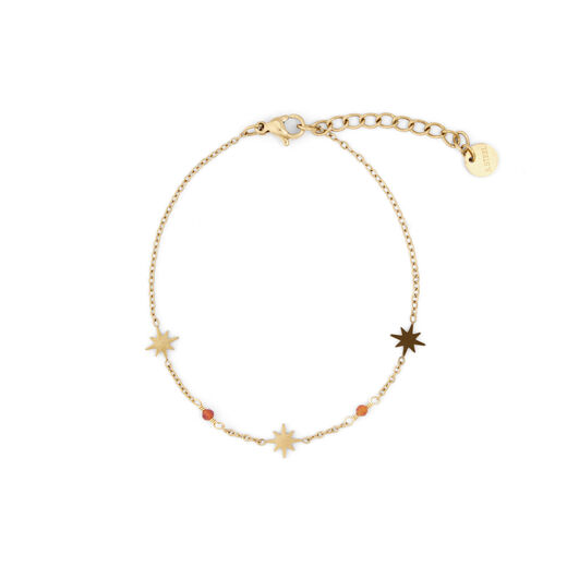 Mini stars and red carnelian chain bracelet