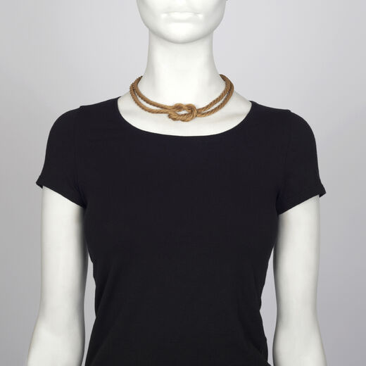 Woven mesh knot necklace by Sarah Cavender