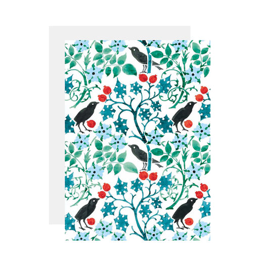 Floral Blackbirds card pack (pack of 8)