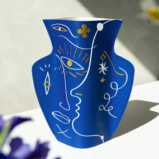 Abstract face paper vase